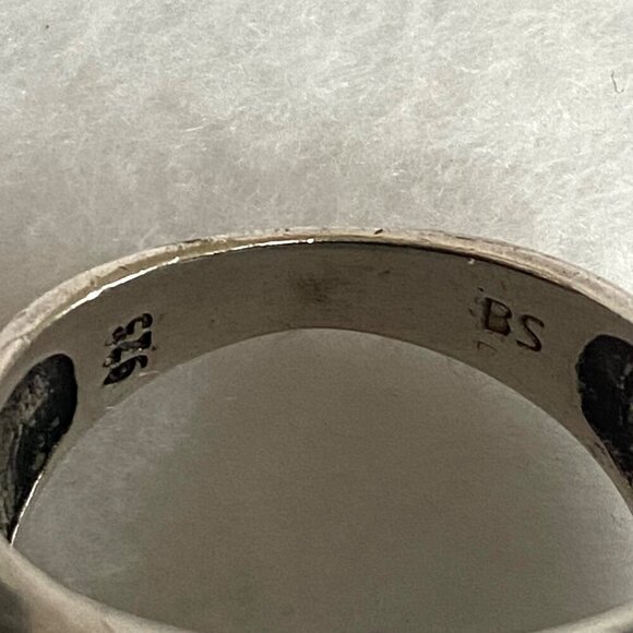 Sterling Silver 925 BS Black Onyx Signet Style Basketweave Unisex Band Ring Sz 9 - Picture 9 of 16